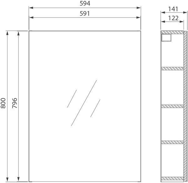 Cersanit City skříňka 59.4x14.1x80 cm se zrcadlem bílá S584-024-DSM
