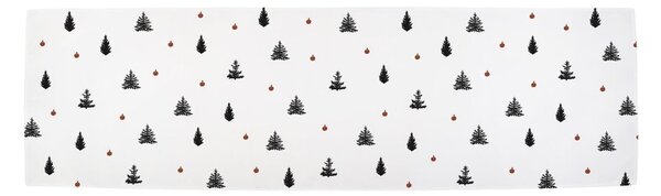 Vánoční bavlněný běhoun na stůl 140x40 cm Black Trees - Butter Kings