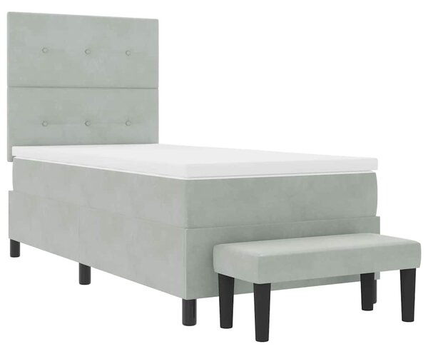 Postel s boxspringem s čelo Světle šedá 200 x 80 cm samet 3344474