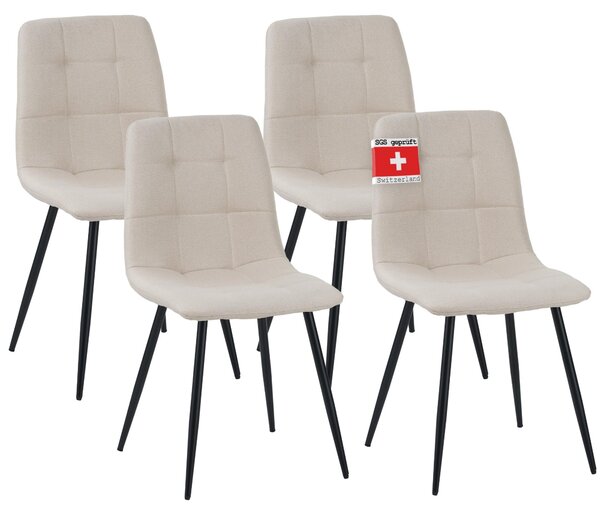 Jídelní židle Albatros sada 4 ks BORA Beige - Pohodlná čalouněná židle pro moderní a stylový design u jídelního stolu - Kuchyňská židle nebo židle do jídelny s vysokou nosností až 110 kg