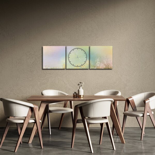 Obraz - Malovaná louka 2 (s hodinami) (90x30 cm)