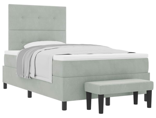 Postel s boxspringem s čelo Světle šedá 190 x 120 cm samet 3344498