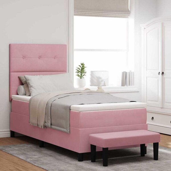 Postel s boxspringem s čelo Růžová 200 x 80 cm samet 3344479