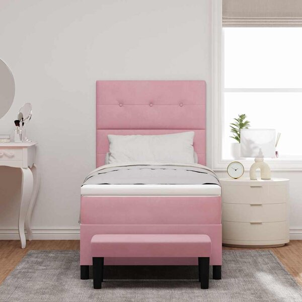 Postel s boxspringem s čelo Růžová 200 x 80 cm samet 3344479