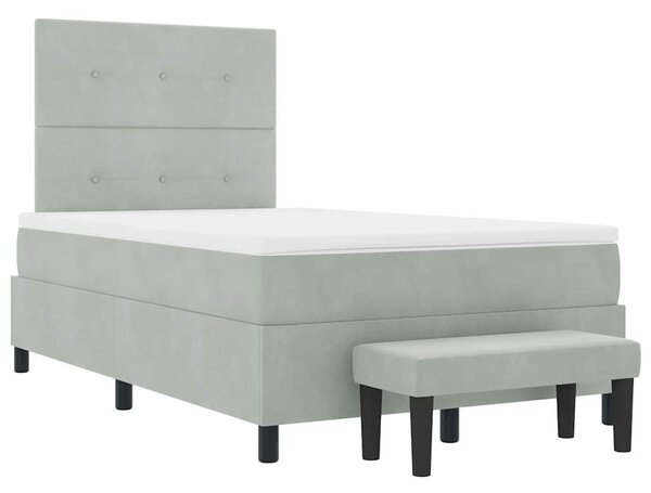 Postel s boxspringem s čelo Světle šedá 190 x 120 cm samet 3344498