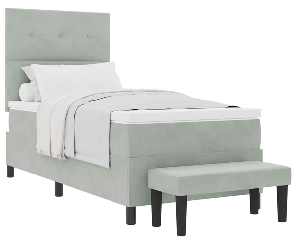 Postel s boxspringem s čelo Světle šedá 200 x 80 cm samet 3344474