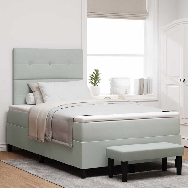 Postel s boxspringem s čelo Světle šedá 190 x 120 cm samet 3344498