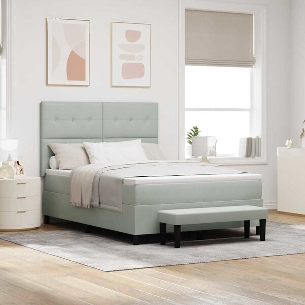 Postel s boxspringem s čelo Světle šedá 190 x 140 cm samet 3344510
