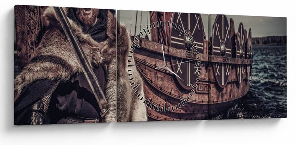 Obraz - Viking (s hodinami) (90x30 cm)