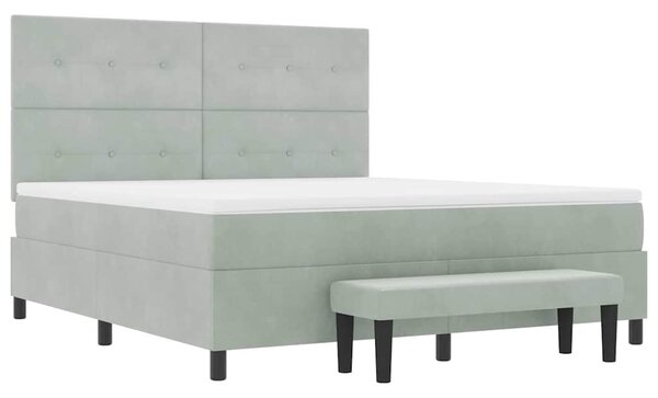 Postel s boxspringem s čelo Světle šedá 200 x 180 cm samet 3344528