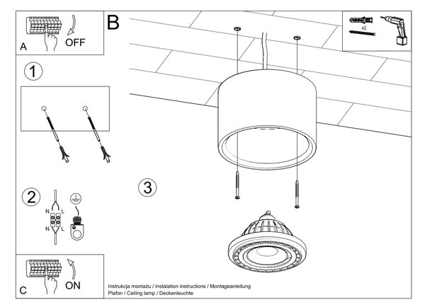 Sollux Lighting Plafond BASIC 1 přírodní dřevo