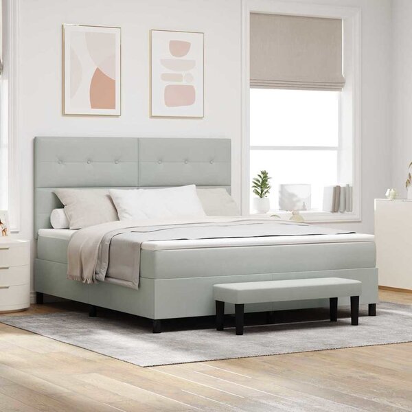Postel s boxspringem s čelo Světle šedá 200 x 180 cm samet 3344528