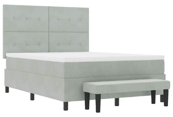 Postel s boxspringem s čelo Světle šedá 190 x 140 cm samet 3344510