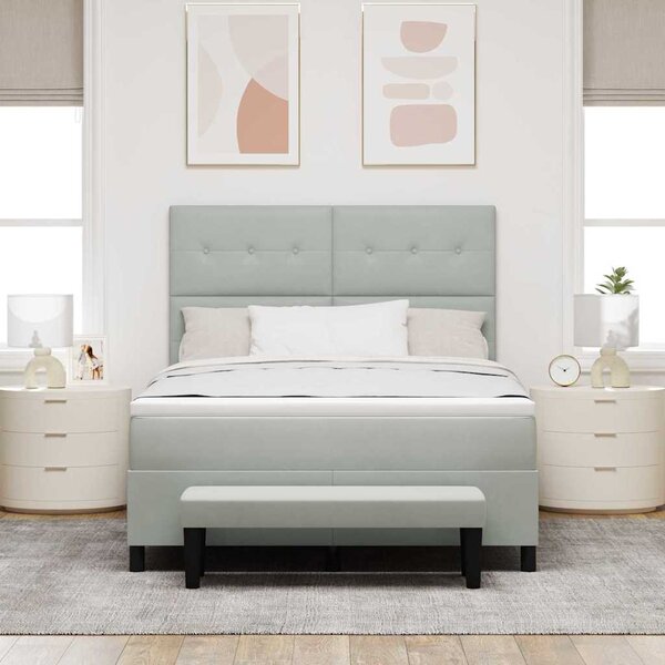 Postel s boxspringem s čelo Světle šedá 190 x 140 cm samet 3344510