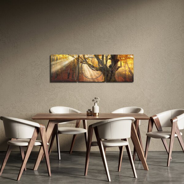 Obraz - Podzimní svit (s hodinami) (90x30 cm)