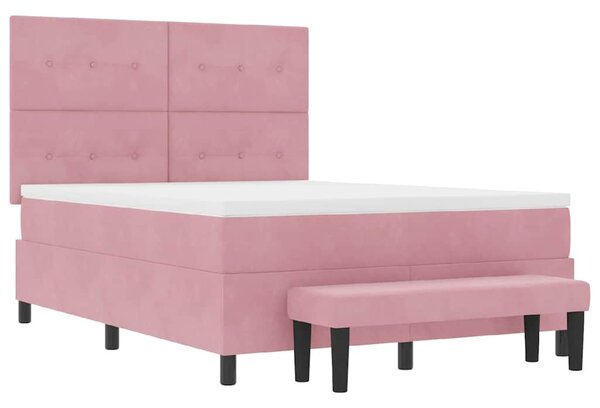 Postel s boxspringem s čelo Růžová 200 x 160 cm samet 3344527