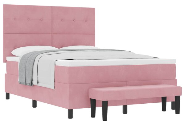 Postel s boxspringem s čelo Růžová 200 x 160 cm samet 3344527