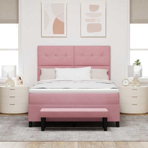 Postel s boxspringem s čelo Růžová 200 x 160 cm samet 3344527