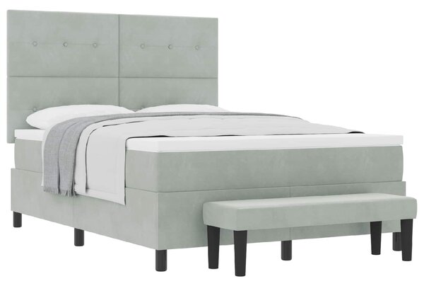 Postel s boxspringem s čelo Světle šedá 190 x 140 cm samet 3344510