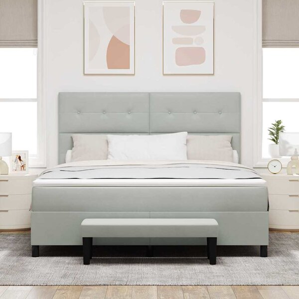 Postel s boxspringem s čelo Světle šedá 200 x 180 cm samet 3344528