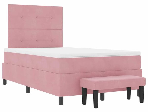 Postel s boxspringem s čelo Růžová 190 x 120 cm samet 3344503