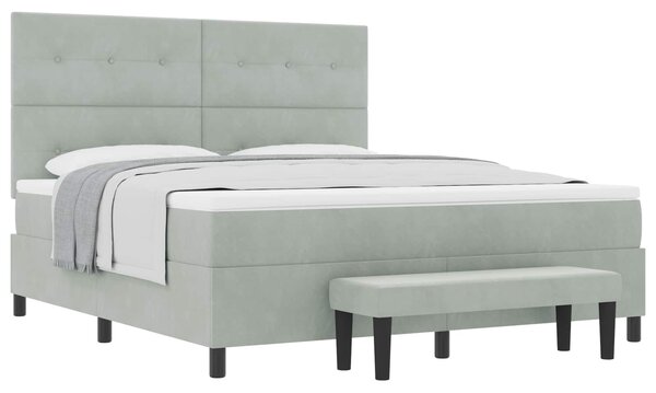 Postel s boxspringem s čelo Světle šedá 200 x 180 cm samet 3344528