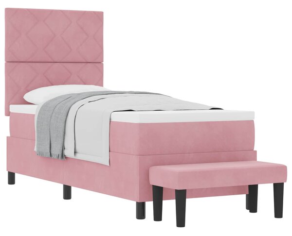 Postel s boxspringem s čelo Růžová 200 x 80 cm samet 3344545