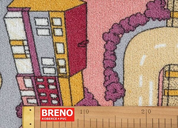 Breno Kusový koberec RAILROADS 63 - růžová silnice, 95x200 cm, Vícebarevné