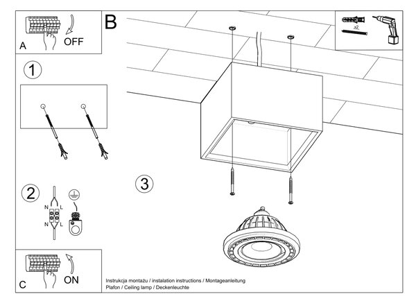 Sollux Lighting Stropní svítidlo QUATRO 1 přírodní dřevo
