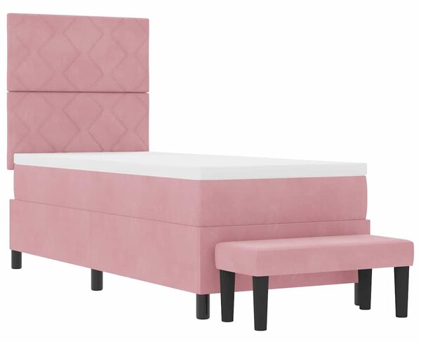 Postel s boxspringem s čelo Růžová 200 x 80 cm samet 3344545