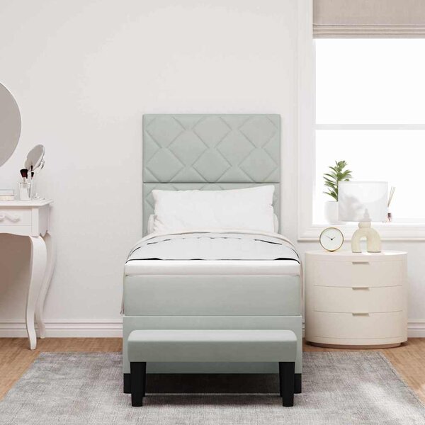 Postel s boxspringem s čelo Světle šedá 200 x 80 cm samet 3344540