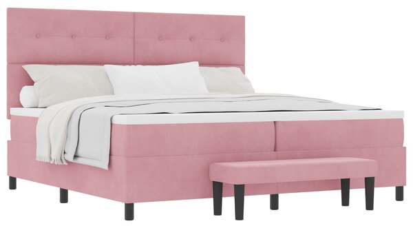 Postel s boxspringem s čelo Růžová 200 x 200 cm samet 3344539