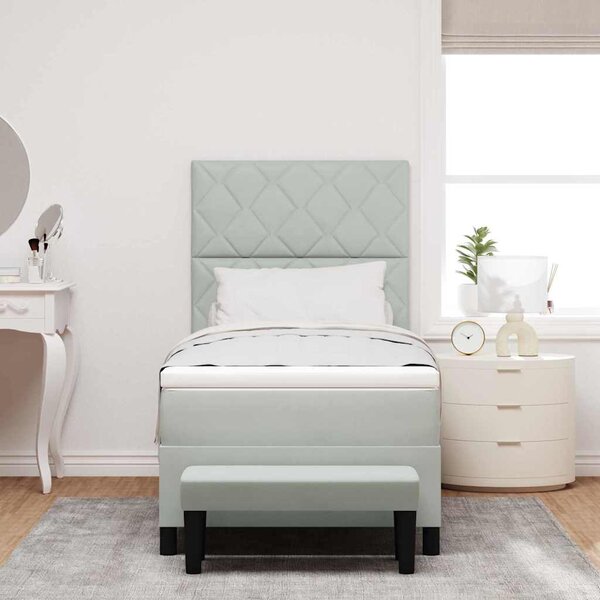 Postel s boxspringem s čelo Světle šedá 190 x 90 cm samet 3344546