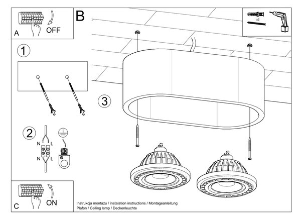 Sollux Lighting Stropní svítidlo BASIC 2 přírodní dřevo