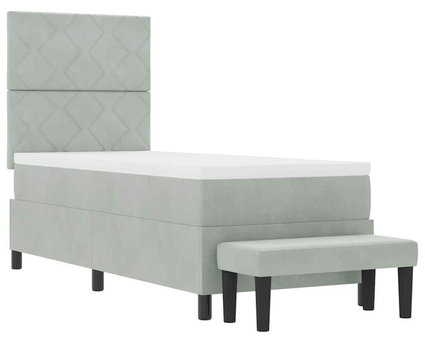 Postel s boxspringem s čelo Světle šedá 200 x 80 cm samet 3344540