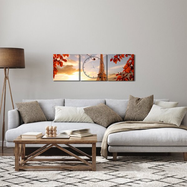 Obraz - Paříž (s hodinami) (90x30 cm)