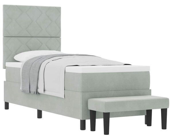 Postel s boxspringem s čelo Světle šedá 200 x 80 cm samet 3344540