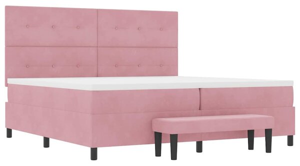 Postel s boxspringem s čelo Růžová 200 x 200 cm samet 3344539