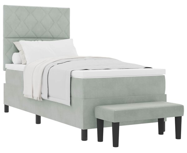 Postel s boxspringem s čelo Světle šedá 190 x 90 cm samet 3344546