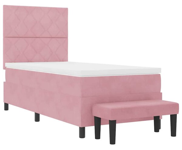 Postel s boxspringem s čelo Růžová 200 x 90 cm samet 3344557