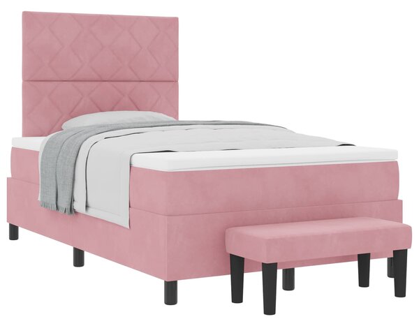Postel s boxspringem s čelo Růžová 190 x 120 cm samet 3344569