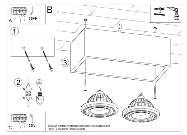 Sollux Lighting Stropní svítidlo QUATRO 2 přírodní dřevo