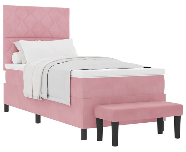 Postel s boxspringem s čelo Růžová 200 x 90 cm samet 3344557