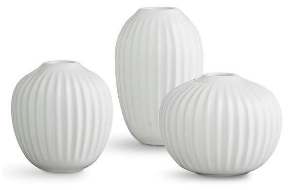 Sada 3 miniaturních kameninových bílých váz Kähler Design Hammershoi Miniature