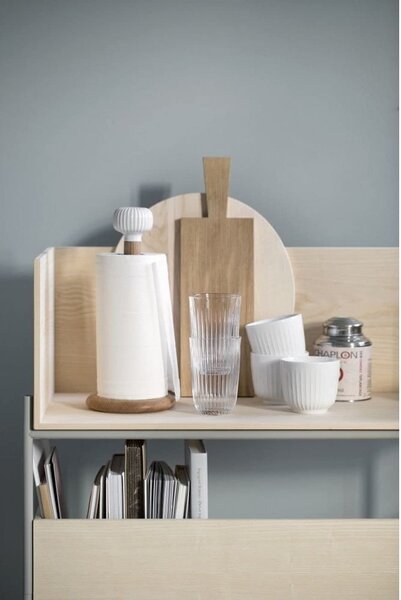 Stojan na papírové utěrky z dubového dřeva s bílým detailem z porcelánu Kähler Design Hammershoi