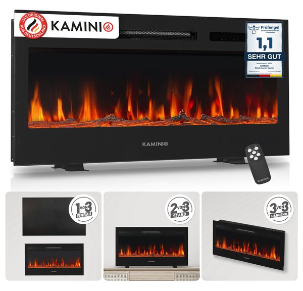 Elektrický krb KAMINIO MARLON - Elektrický krb 3 v 1 s vytápěním, 3D efektem plamene, 12 barev plamene, dálkové ovládání - 36 palců
