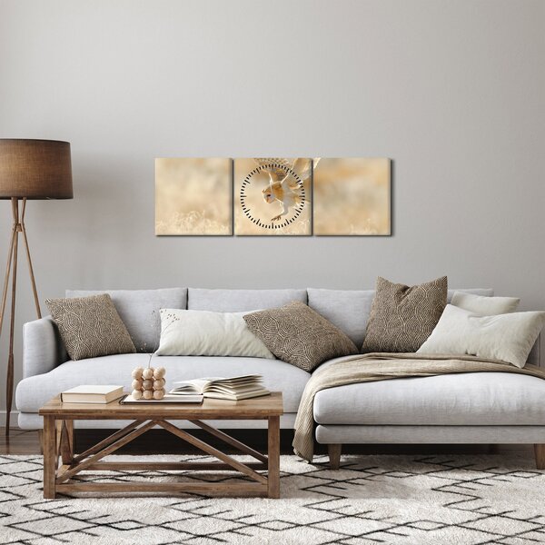 Obraz - Sova (s hodinami) (90x30 cm)