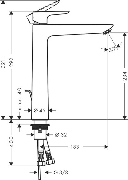 Hansgrohe Talis E umyvadlová baterie stojící chrom 71716000