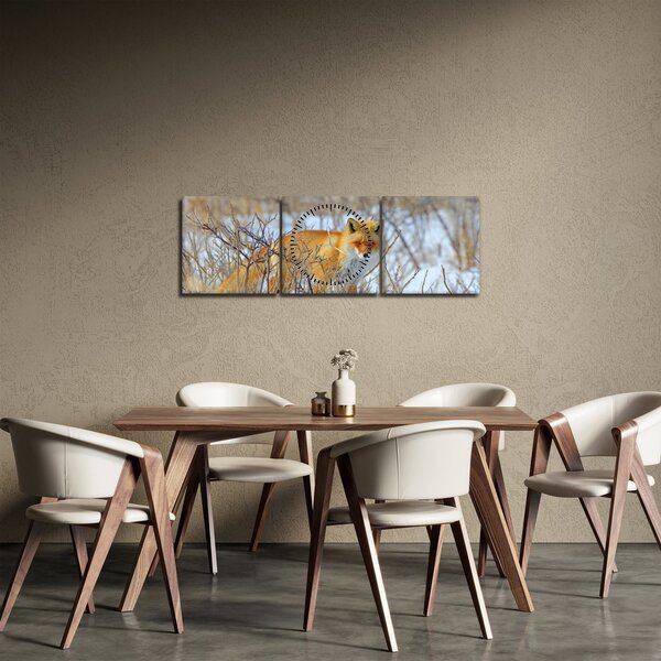 Obraz - Lišák (s hodinami) (90x30 cm)