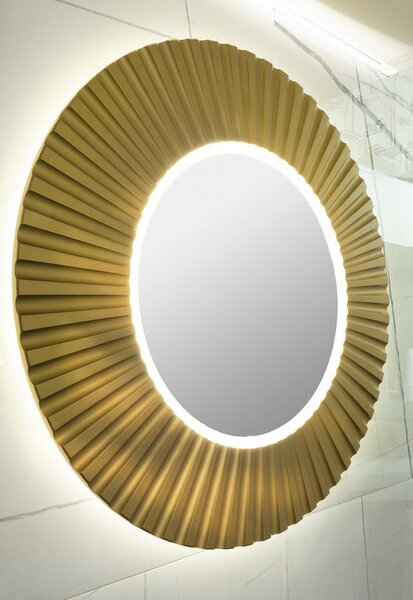 Sapho Sapho, PRIDE STRIP kulaté zrcadlo s LED osvětlením v rámu, průměr 75cm, zlato, PD750